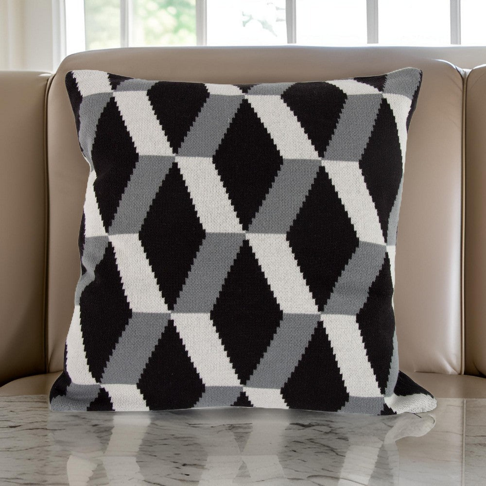 Pillow | 20 x 20 | Cashmere | Zig Zag Pattern | Black & Gray