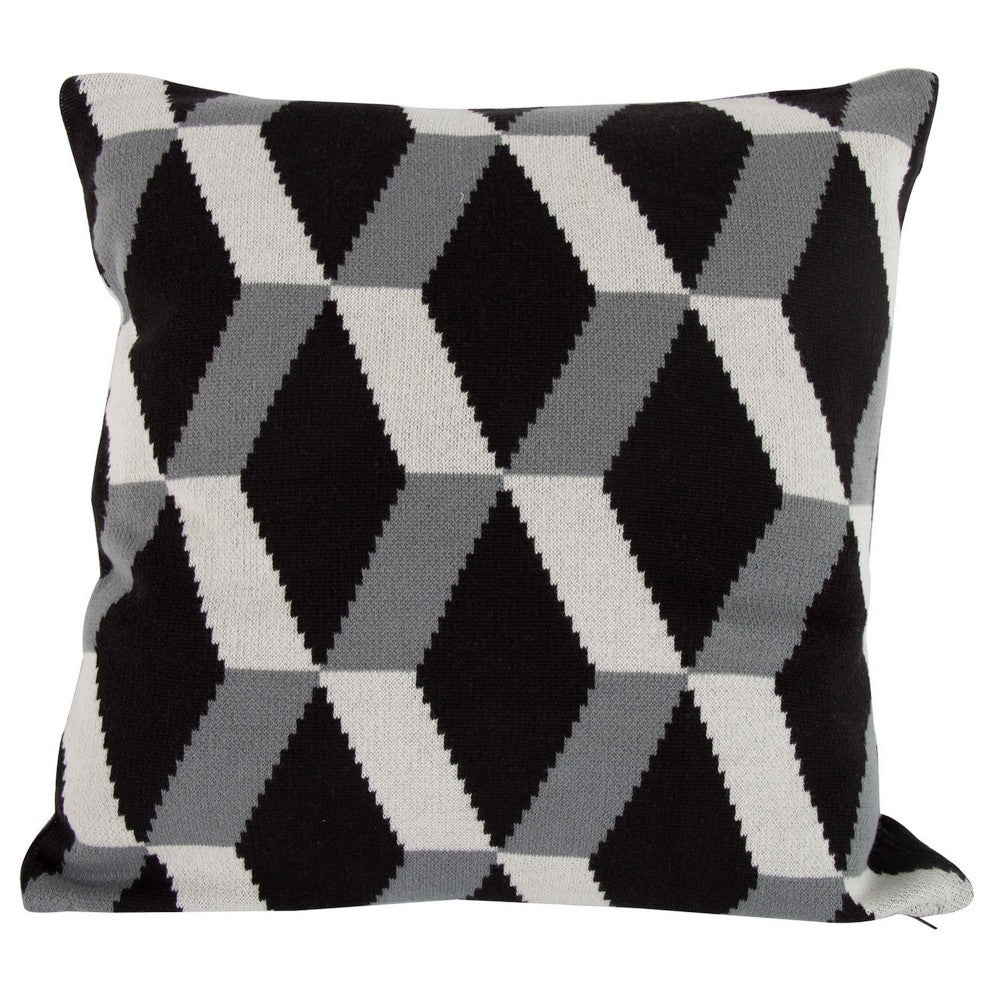 Pillow | 20 x 20 | Cashmere | Zig Zag Pattern | Black & Gray