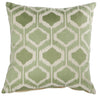 Pillow | 20 x 18 | Cotton | Fretwork Embroidery | Green & White