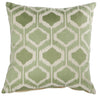 20 X 18 Inch Cotton Pillow with Fretwork Embroidery, Green and White By Casagear Home