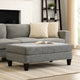 Fabric Upholstered Wooden Ottoman with Tapered Legs, Gray