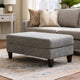 Fabric Upholstered Wooden Ottoman with Tapered Legs, Gray