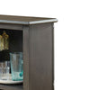 Wooden Bar Table with X Shaped Wine Holders and Wide Shelf, Gray