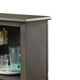 Wooden Bar Table with X Shaped Wine Holders and Wide Shelf, Gray