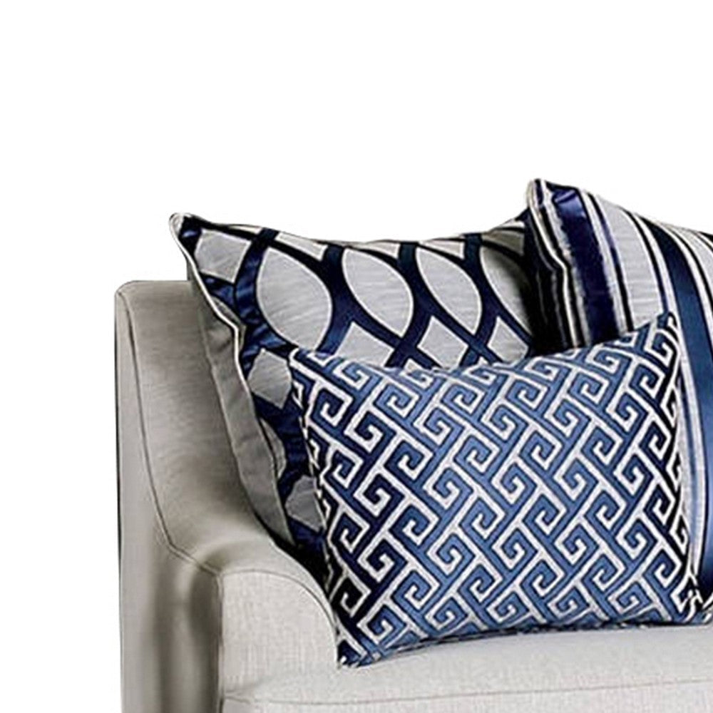 Fabric Upholstered Wooden Sofa with Throw Pillows Light Gray BM204011