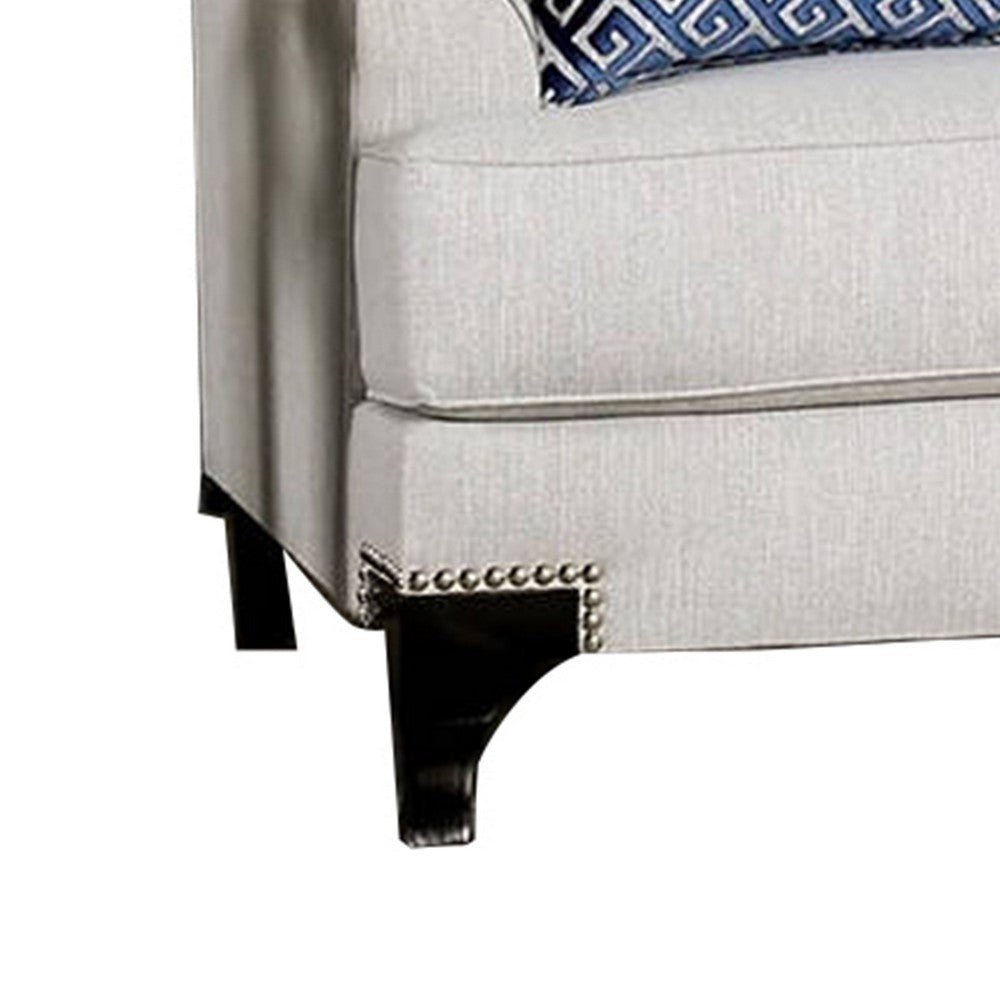 Fabric Upholstered Wooden Sofa with Throw Pillows Light Gray BM204011