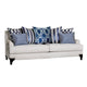 Fabric Upholstered Wooden Sofa with Throw Pillows, Light Gray