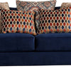 Wood and Chenille Fabric Upholstered Loveseat with Throw Pillows Blue BM204013
