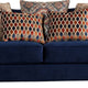 Wood and Chenille Fabric Upholstered Loveseat with Throw Pillows Blue BM204013