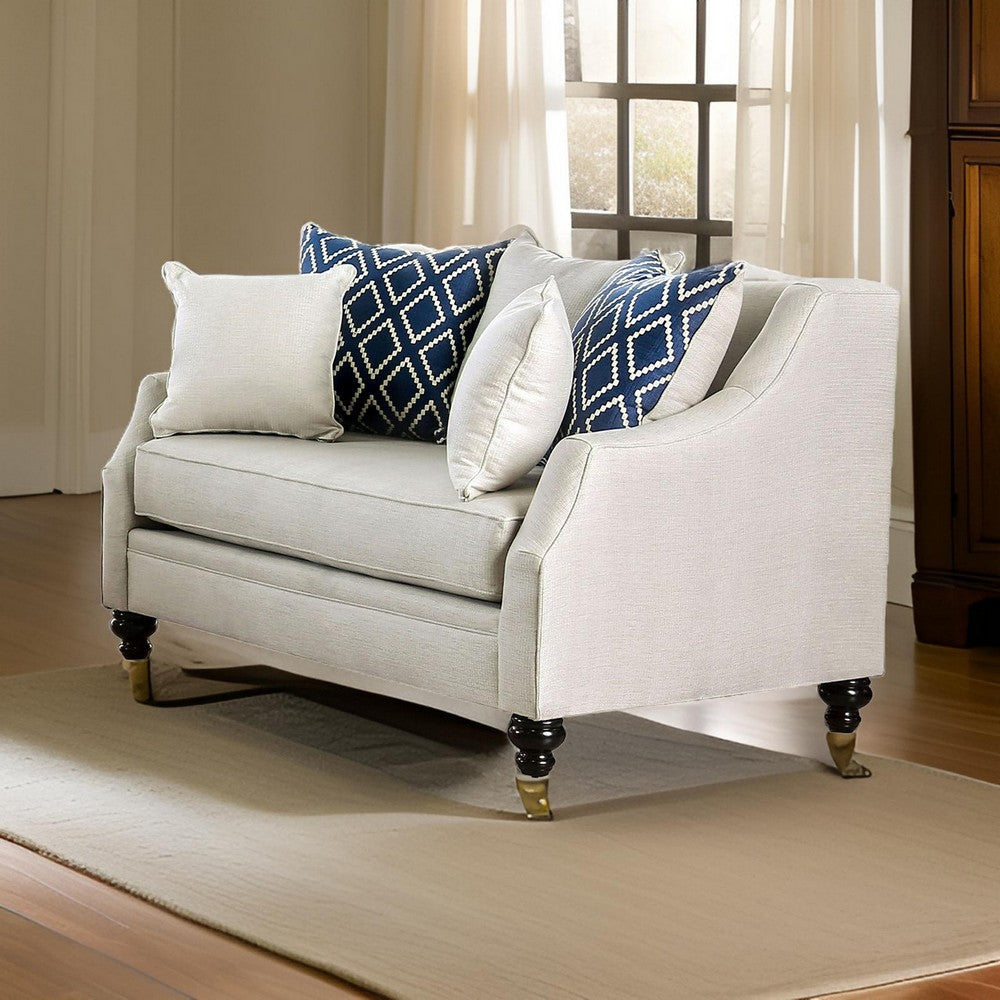 Fabric Upholstered Wooden Loveseat with Tufted Details White By Casagear Home BM204017