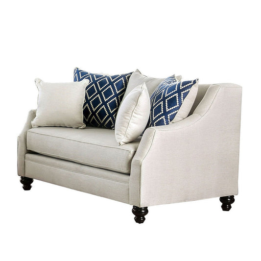 Loveseat | Fabric Upholstered | Tufted Details | White