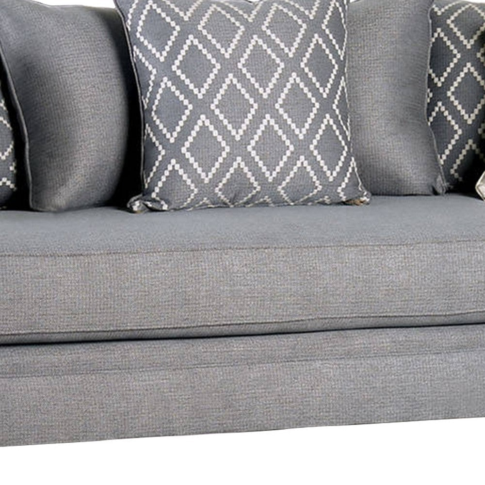 Fabric Upholstered Wooden Loveseat with Tufted Details Gray BM204019