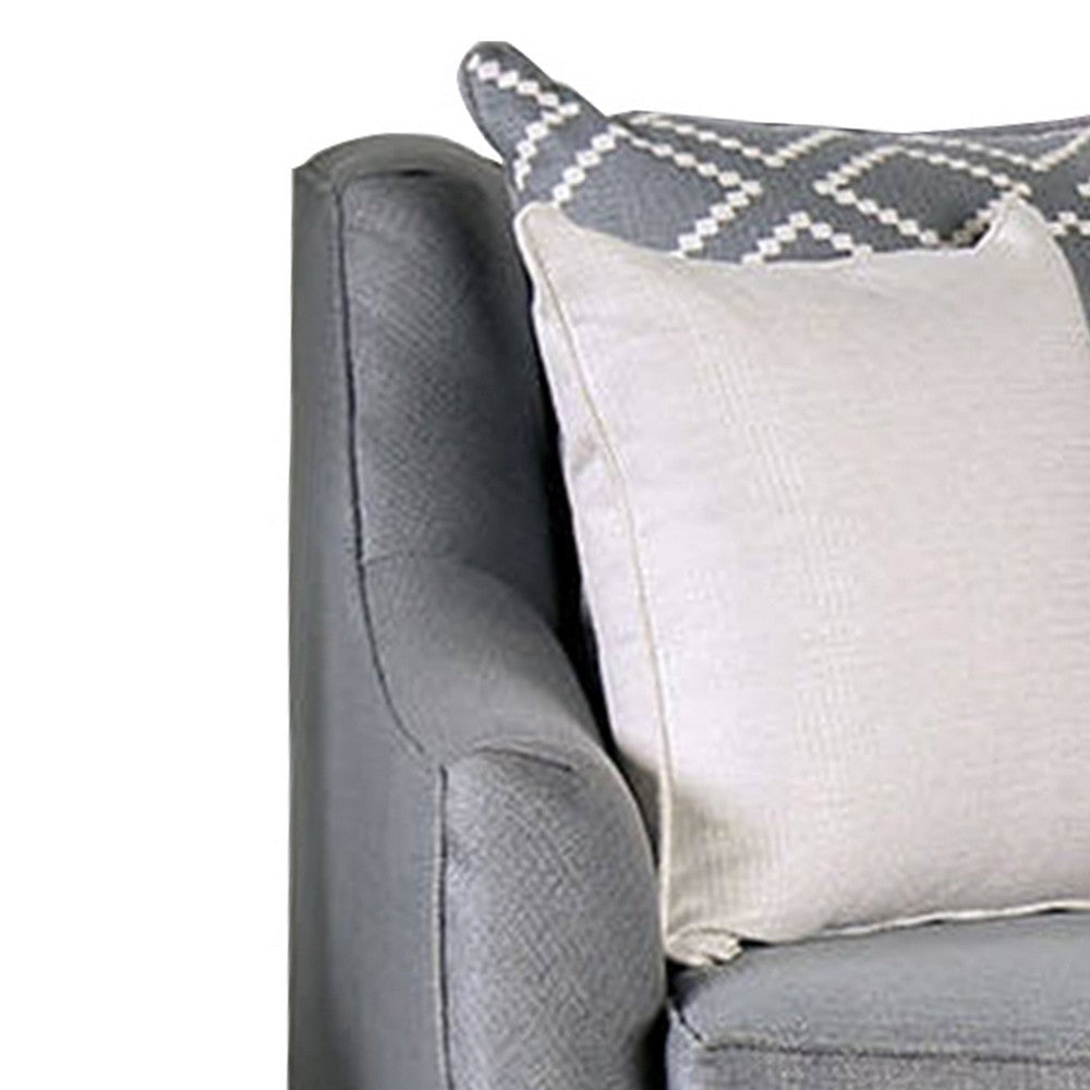 Fabric Upholstered Wooden Loveseat with Tufted Details Gray BM204019