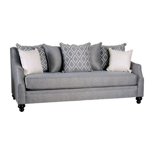 Fabric Upholstered Wooden Loveseat with Tufted Details, Gray