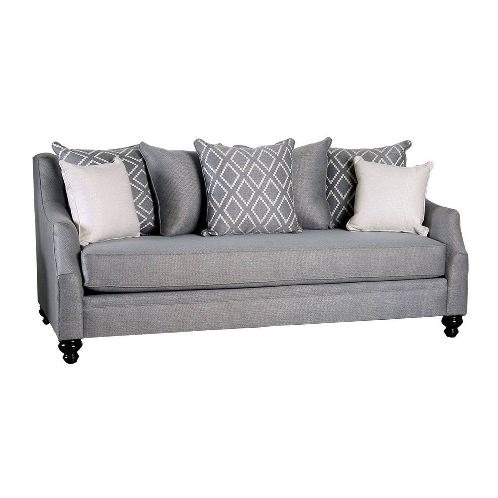 Fabric Upholstered Wooden Loveseat with Tufted Details, Gray