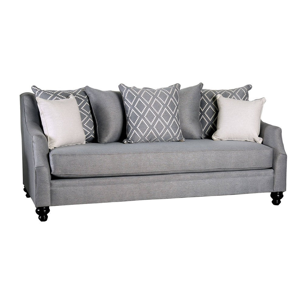 Fabric Upholstered Wooden Sofa with Tufted Details, Gray