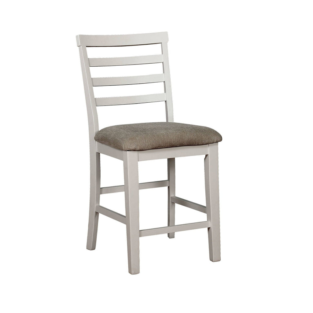 Wooden Counter Height Dining Side Chairs, Set of 2, White and Beige By Casagear Home