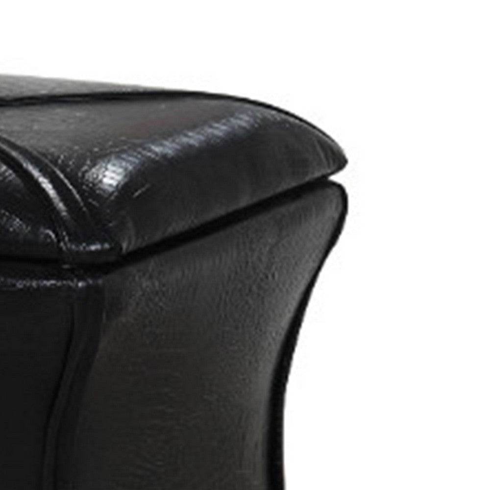 Leatherette Button Tufted Square Storage Ottoman with Seating Black By Casagear Home BM204193