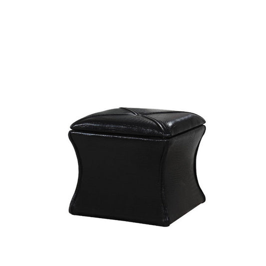 Storage Ottoman | 30" | Square | Tufted | Faux Leather | Black