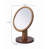 Wooden Makeup Round Mirror with Pedestal Base Brown and Silver By Casagear Home BM204305