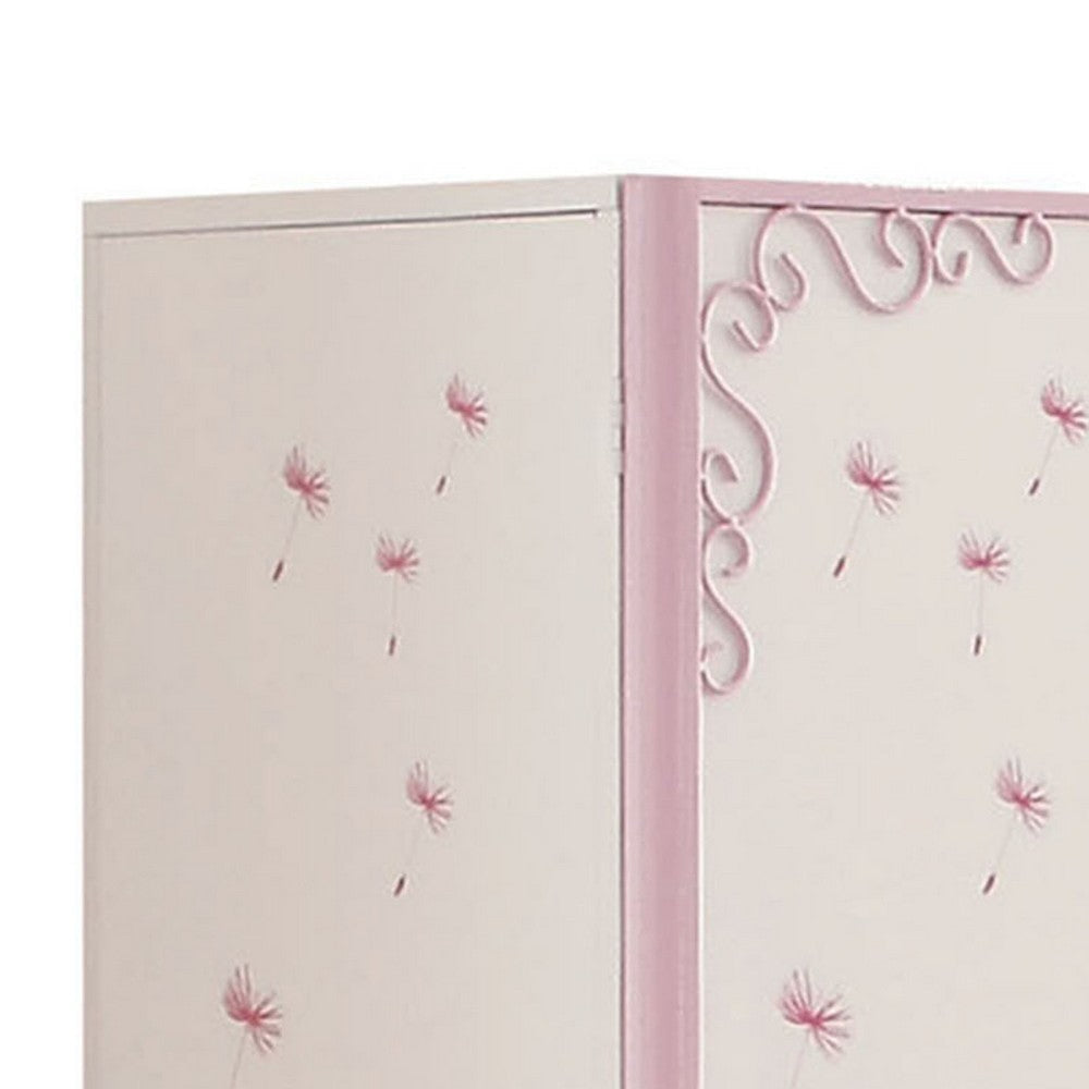 Metal Armoire with Butterfly Handle and Dandelions White and Purple BM204309