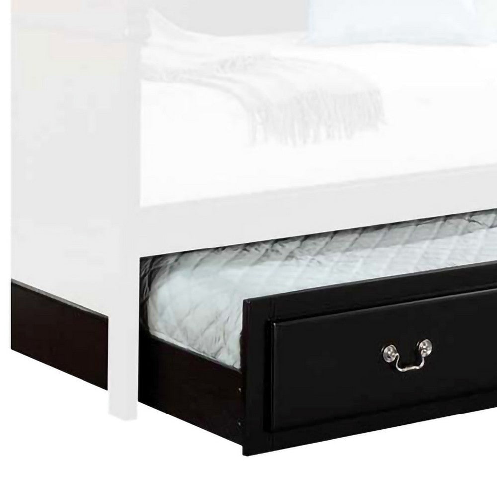 Wooden Twin Size Trundle Bed with Caster Wheels Black BM204336