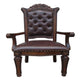 Leather Upholstered Button Tufted Wooden Side Chair Set of Two,Brown BM204349