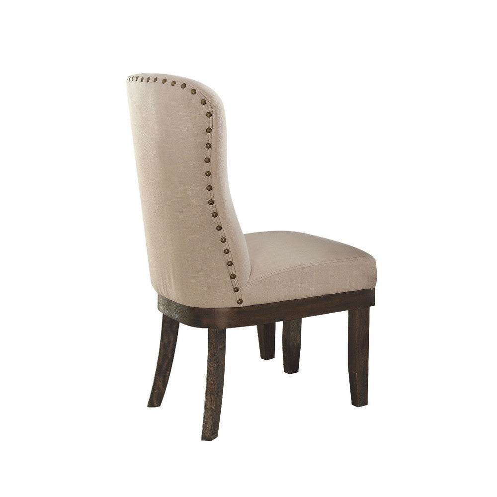 Wooden Side Chairs with Wing Back Design Set of Two Beige and Brown BM204350