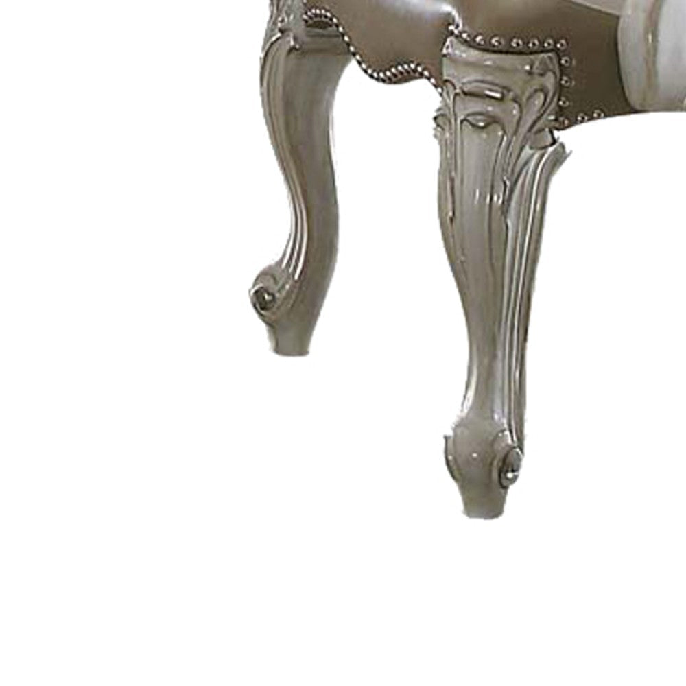 Faux Leather Upholstered Wooden Arm Chairs Set of Two White and Gray BM204356