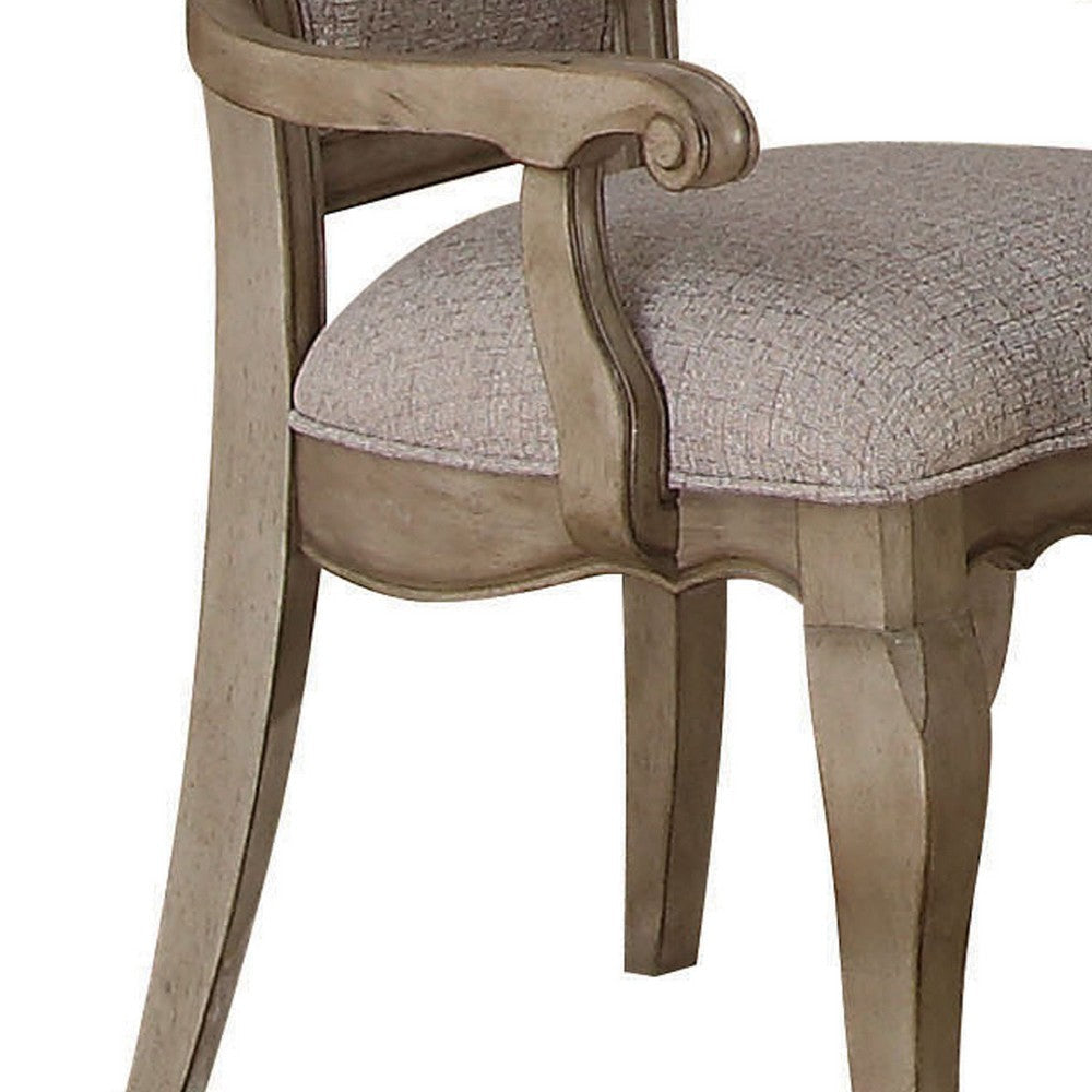 Wooden Arm Chairs with Button Tufting Set of Two Gray and Brown BM204359