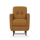 Leatherette Chair with Tapered Legs and Button Tufted Details, Brown