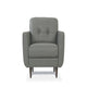 Leatherette Chair with Tapered Legs and Button Tufted Details, Gray