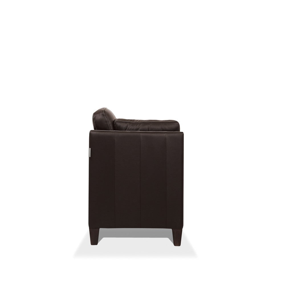 Leatherette Chair with Sloped Armrests and Tapered Legs Dark Brown BM204384