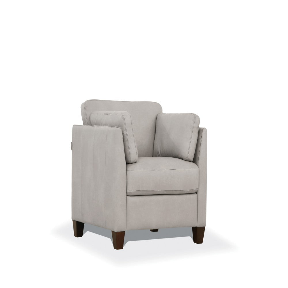 Leatherette Chair with Tapered Legs and Sloped Armrests Dusty White BM204387