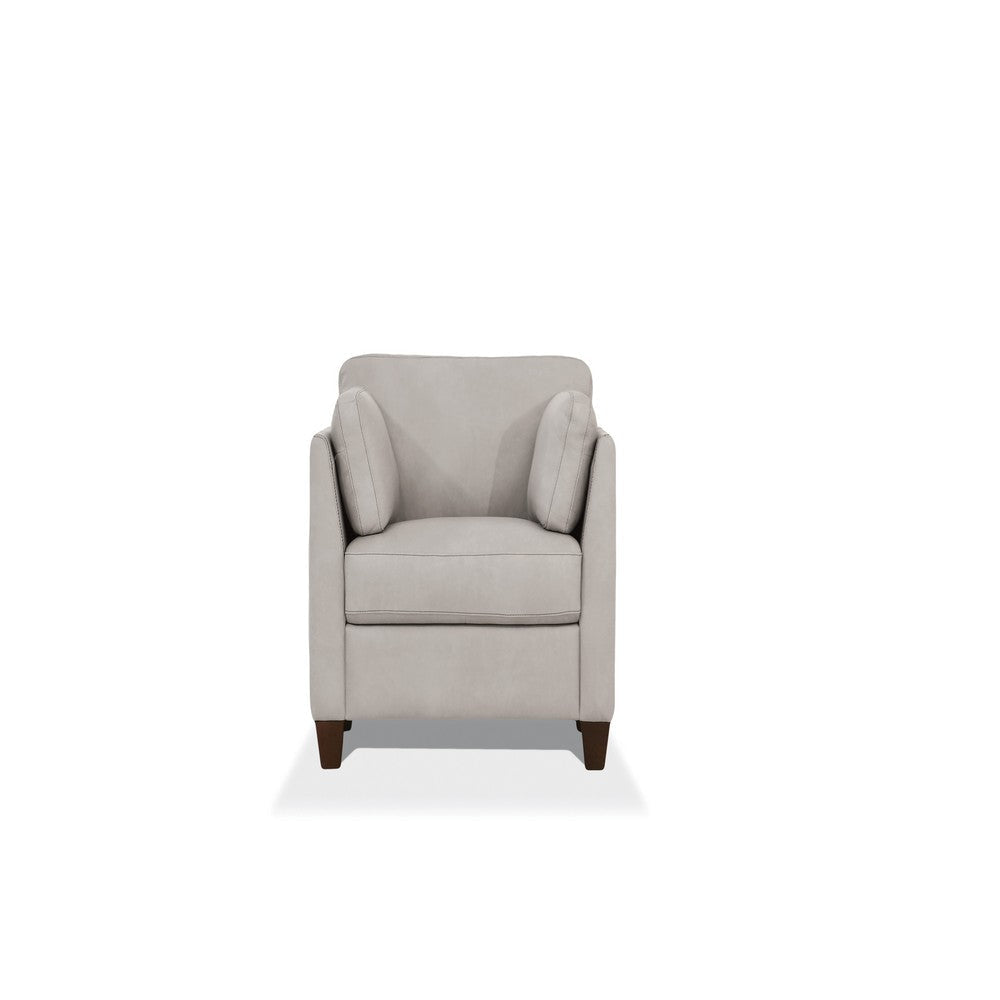 Leatherette Chair with Tapered Legs and Sloped Armrests, Dusty White