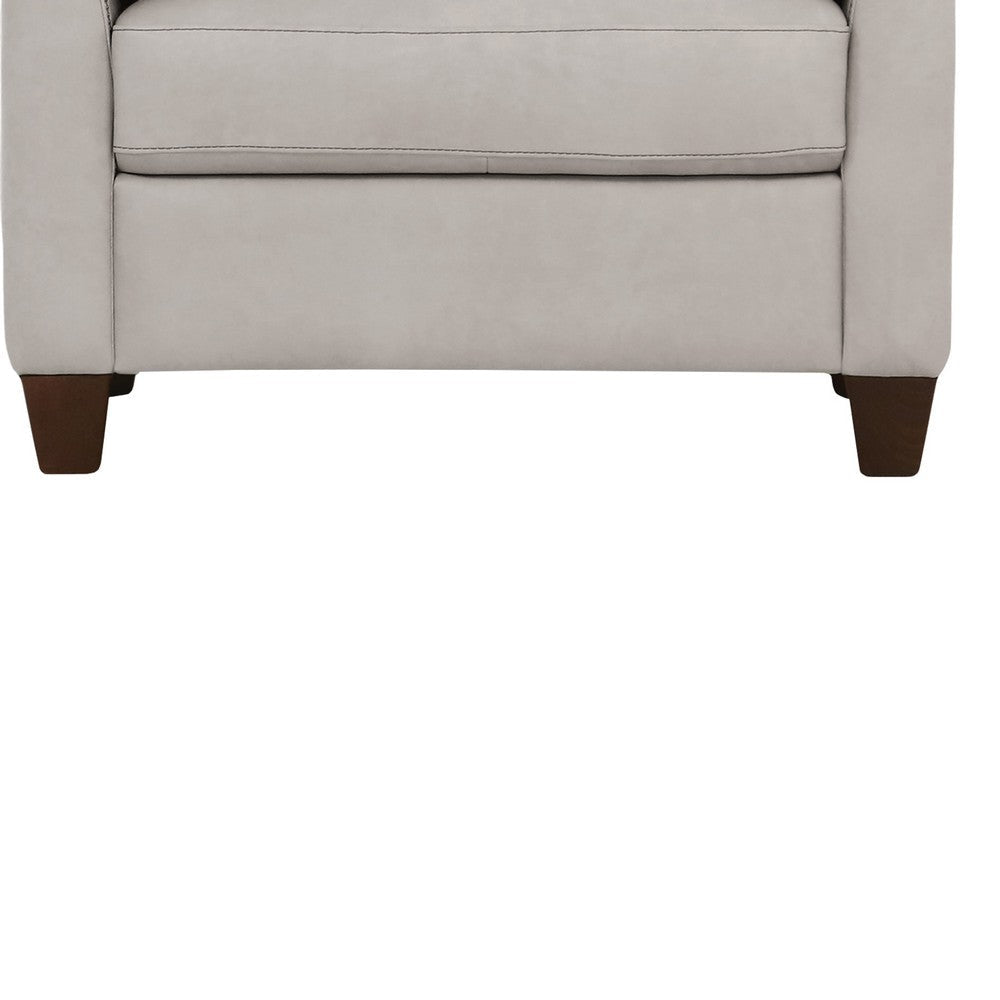 Leatherette Chair with Tapered Legs and Sloped Armrests Dusty White BM204387