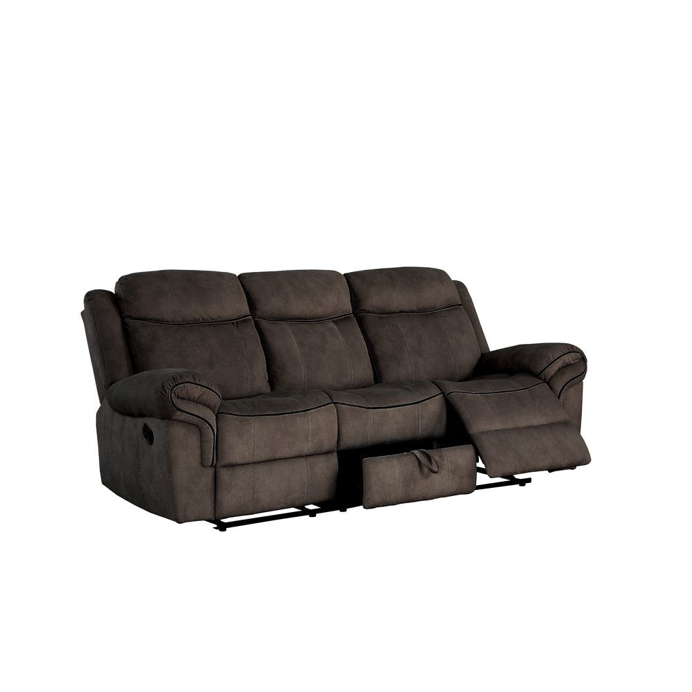 87 Inch 3 Seater Reclining Sofa Velvet Espresso Brown By Casagear Home BM204388