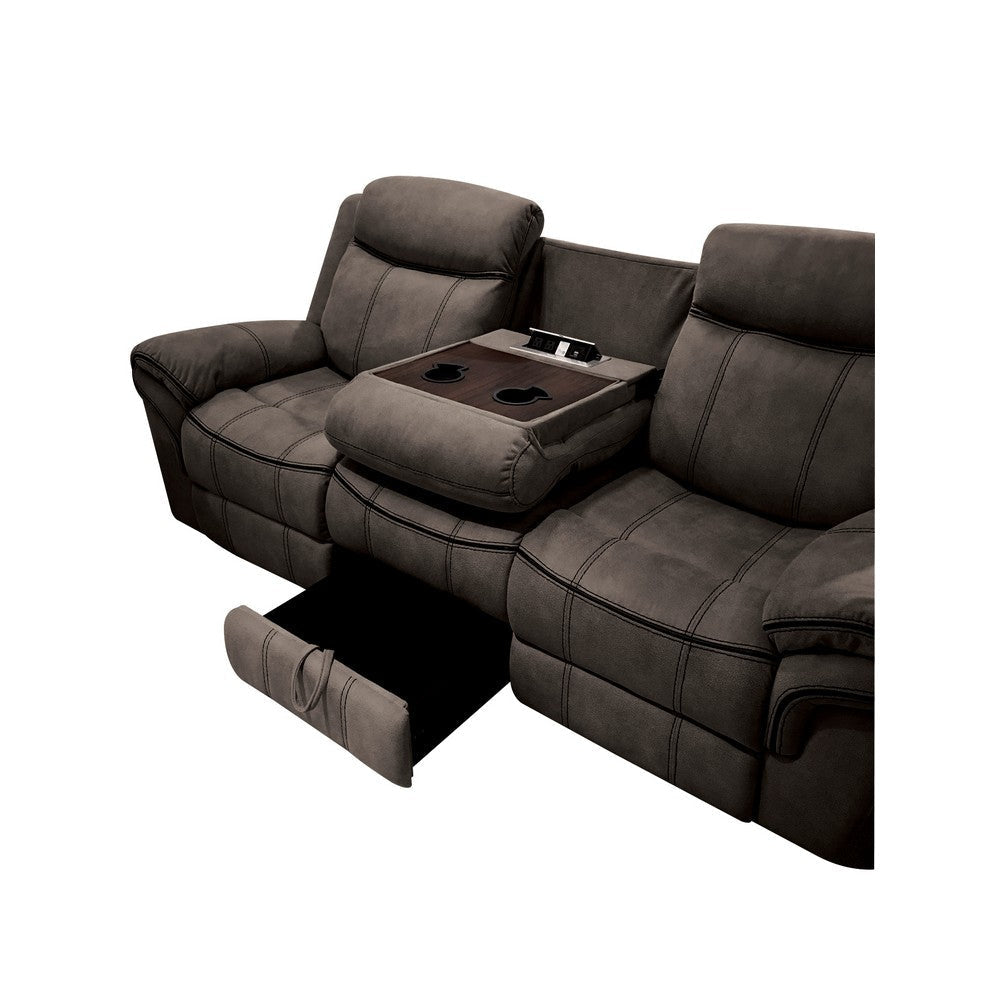 87 Inch 3 Seater Reclining Sofa Velvet Espresso Brown By Casagear Home BM204388