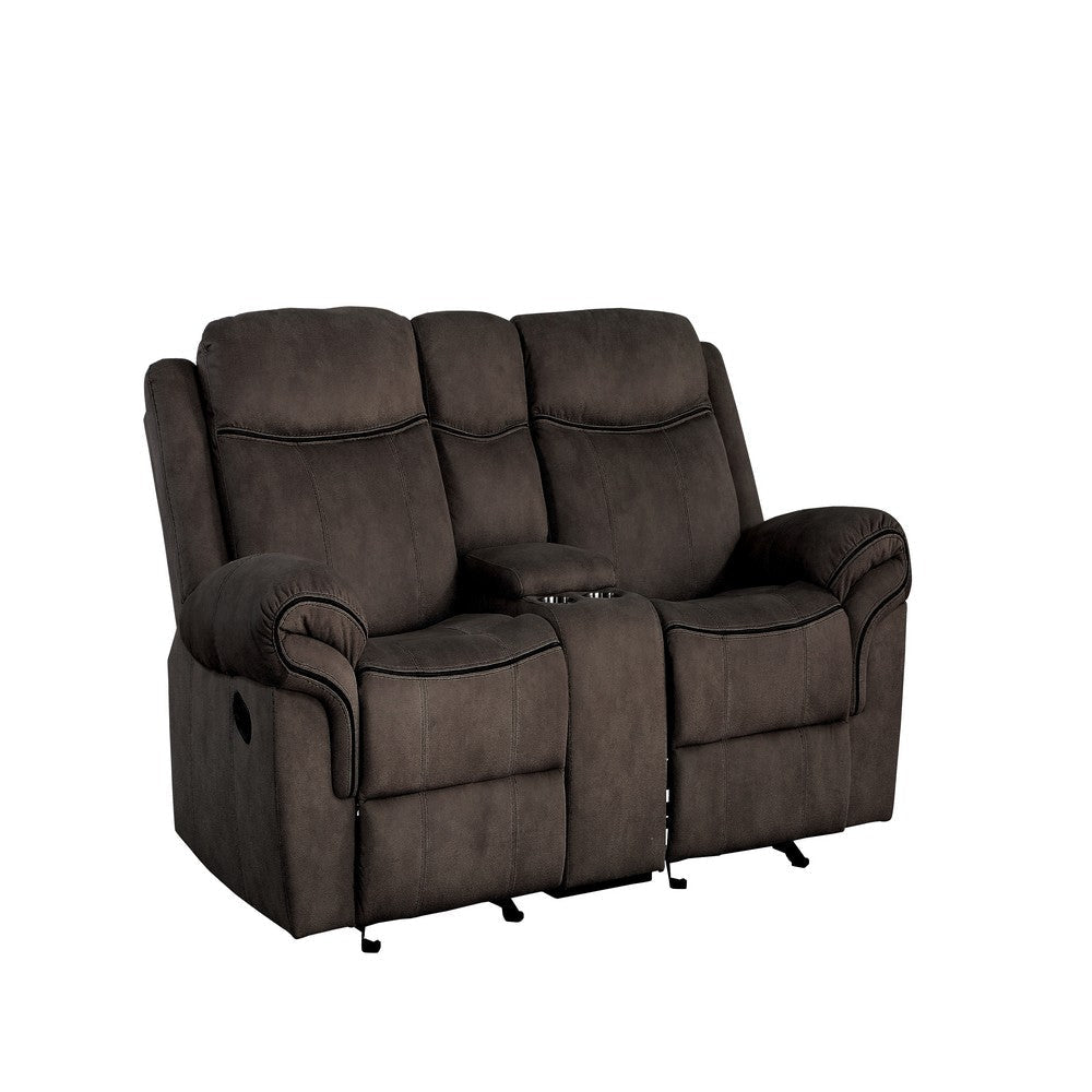 Velvet Upholstered Loveseat with USB Docks and Storage Console, Gray