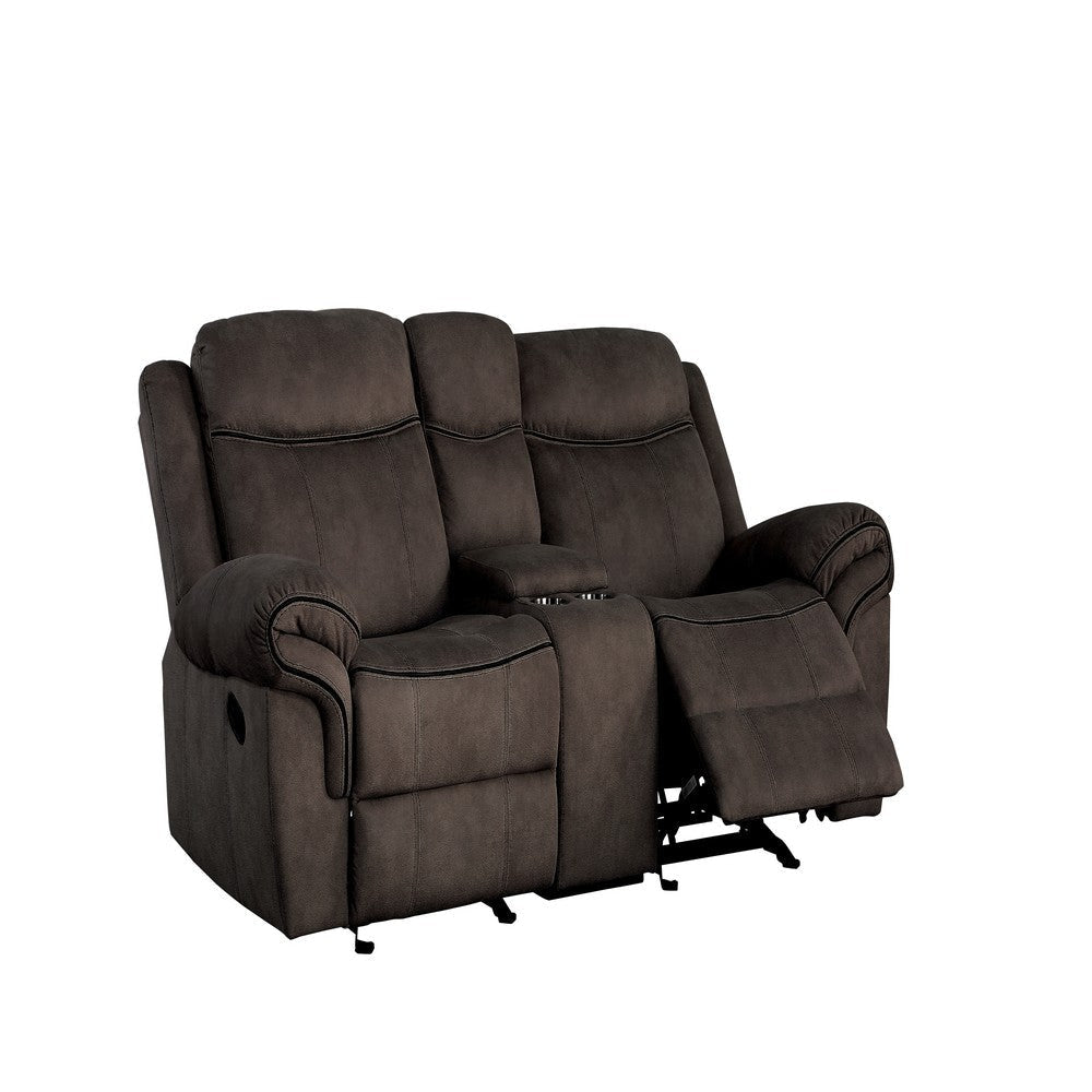Velvet Upholstered Loveseat with USB Docks and Storage Console Gray BM204389