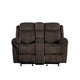 Velvet Upholstered Loveseat with USB Docks and Storage Console Gray BM204389