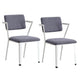 Fabric Upholstered Metal Dining Chair, Set of 2, White and Gray