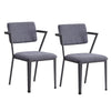 Fabric Upholstered Metal Dining Chair, Set of 2, Gray and Black