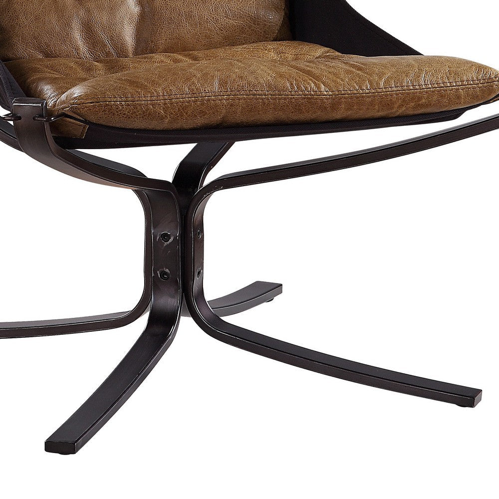 Faux Leather Upholstered Metal Frame Accent Chair with Star Base,Brown BM204524