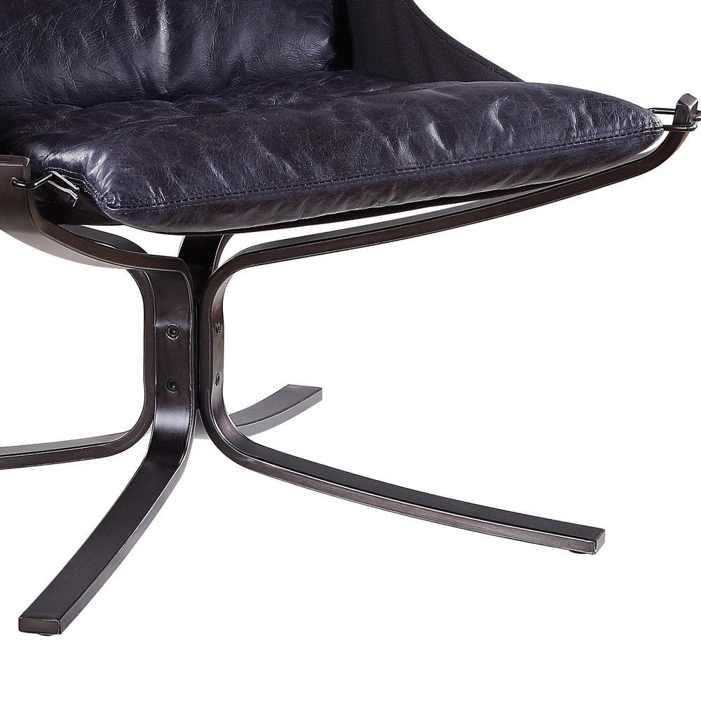 Star Base Metal Accent Chair with Faux Leather Seating Blue and Brown BM204525