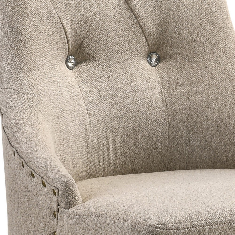 Wooden Chair with Fabric Upholstered Seating Set of 2,Beige and Brown BM204529