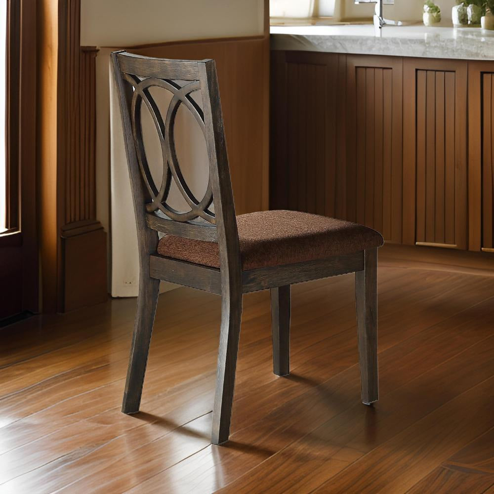 Dining Chair | Cut Out Back | Cushioned Seat | Set of 2 | Brown