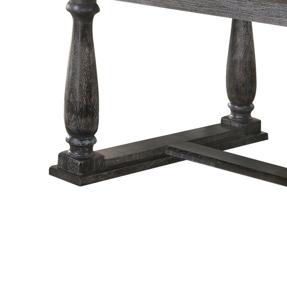 Transitional Style Wooden Dining Table with Trestle Base Gray BM204534