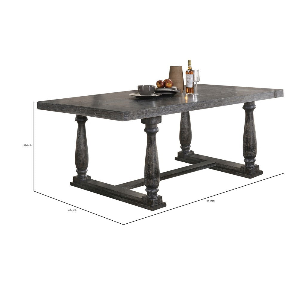 Transitional Style Wooden Dining Table with Trestle Base Gray BM204534