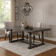 Transitional Style Wooden Dining Table with Trestle Base, Gray